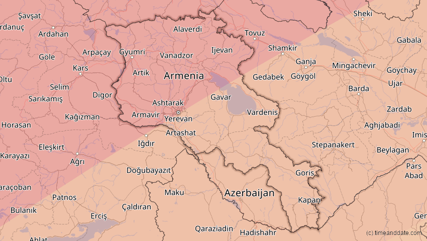 A map of Armenien, showing the path of the 29. Mär 2006 Totale Sonnenfinsternis