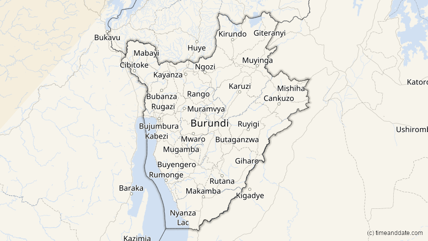A map of Burundi, showing the path of the 29. Mär 2006 Totale Sonnenfinsternis