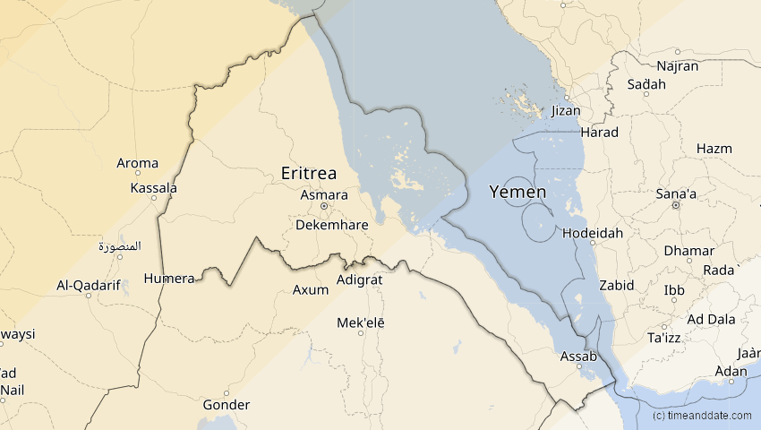 A map of Eritrea, showing the path of the 29. Mär 2006 Totale Sonnenfinsternis