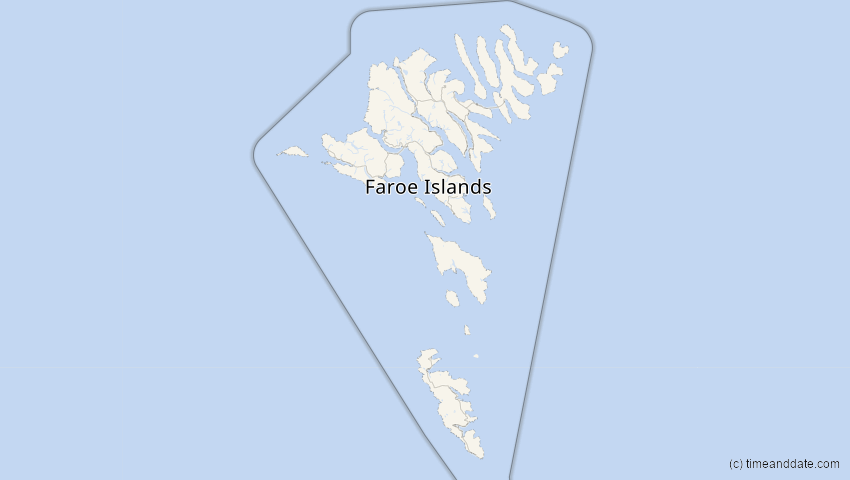 A map of Färöer, showing the path of the 29. Mär 2006 Totale Sonnenfinsternis