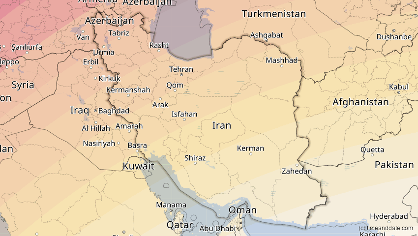 A map of Iran, showing the path of the 29. Mär 2006 Totale Sonnenfinsternis