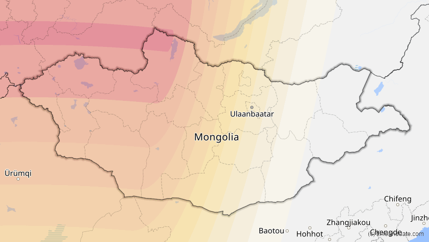A map of Mongolei, showing the path of the 29. Mär 2006 Totale Sonnenfinsternis