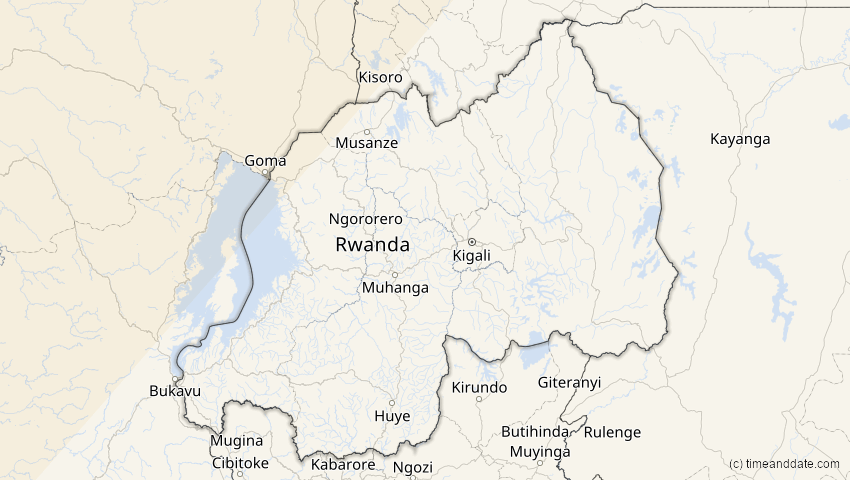 A map of Ruanda, showing the path of the 29. Mär 2006 Totale Sonnenfinsternis