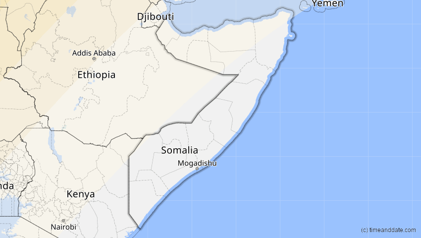 A map of Somalia, showing the path of the 29. Mär 2006 Totale Sonnenfinsternis