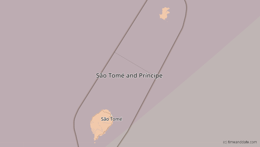 A map of São Tomé und Príncipe, showing the path of the 29. Mär 2006 Totale Sonnenfinsternis