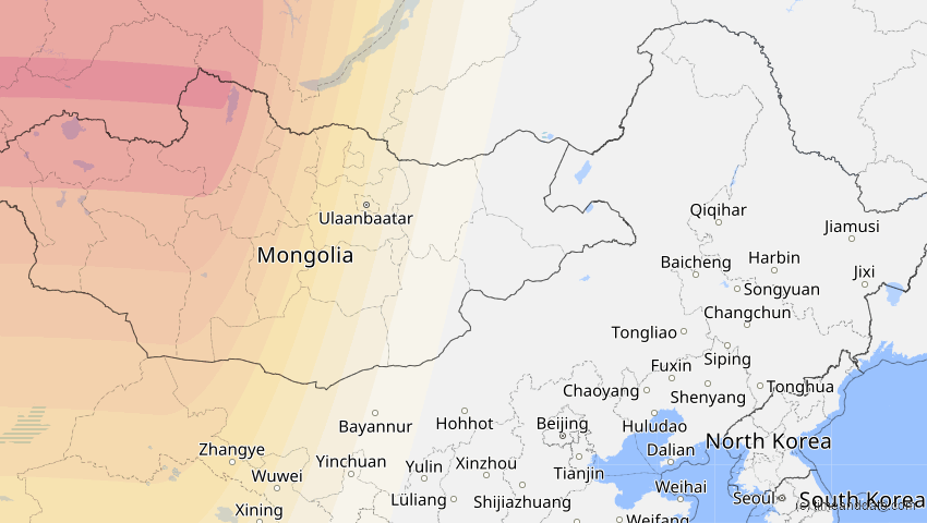 A map of Innere Mongolei, China, showing the path of the 29. Mär 2006 Totale Sonnenfinsternis