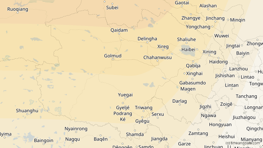 A map of Qinghai, China, showing the path of the 29. Mär 2006 Totale Sonnenfinsternis