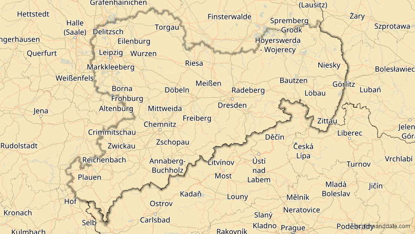 A map of Sachsen, Deutschland, showing the path of the 29. Mär 2006 Totale Sonnenfinsternis