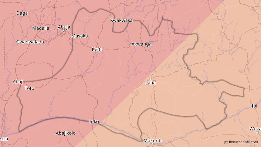 A map of Nassarawa, Nigeria, showing the path of the 29. Mär 2006 Totale Sonnenfinsternis