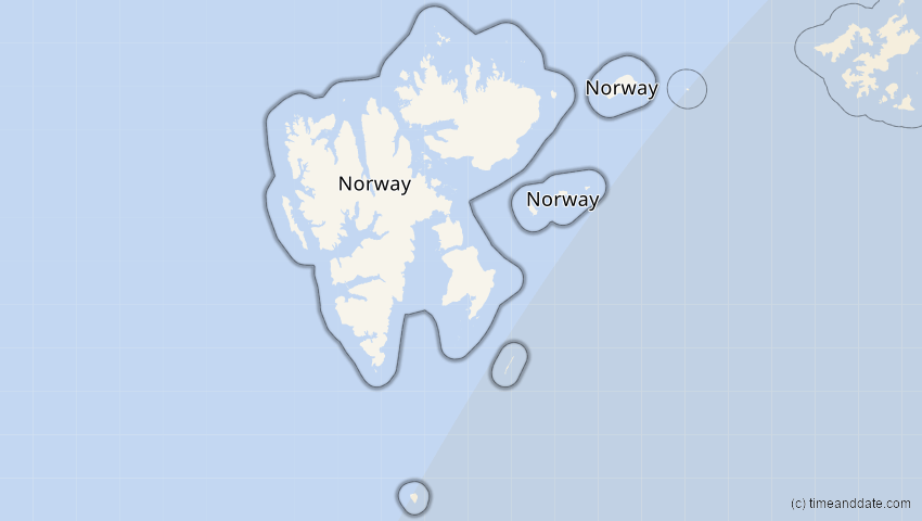 A map of Spitzbergen, Norwegen, showing the path of the 29. Mär 2006 Totale Sonnenfinsternis