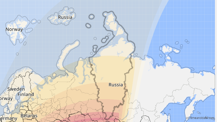 A map of Krasnojarsk, Russland, showing the path of the 29. Mär 2006 Totale Sonnenfinsternis