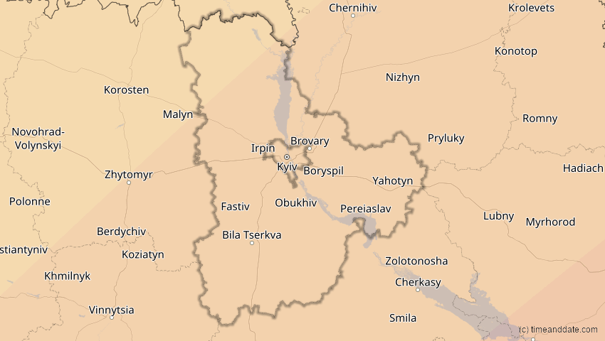 A map of Kiew, Ukraine, showing the path of the 29. Mär 2006 Totale Sonnenfinsternis