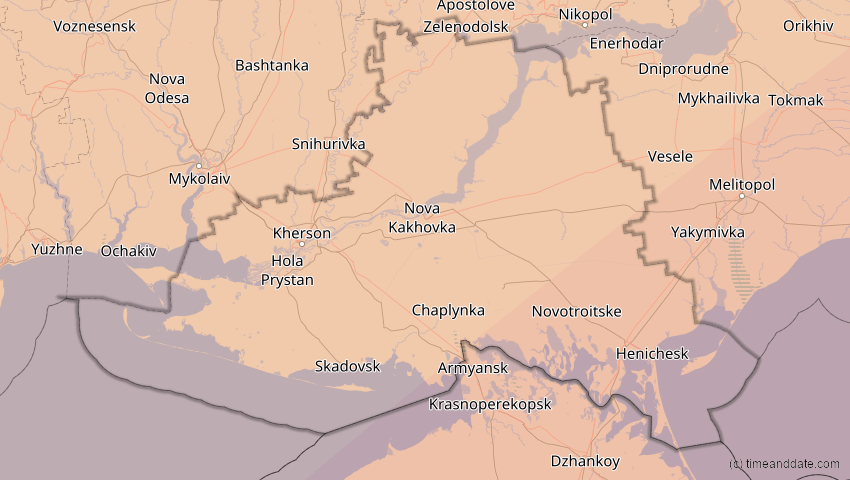 A map of Cherson, Ukraine, showing the path of the 29. Mär 2006 Totale Sonnenfinsternis