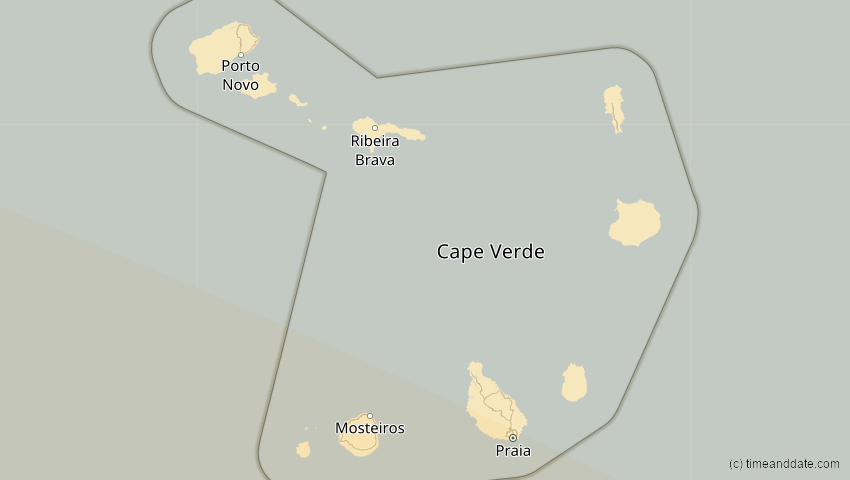 A map of Cabo Verde, showing the path of the 22. Sep 2006 Ringförmige Sonnenfinsternis