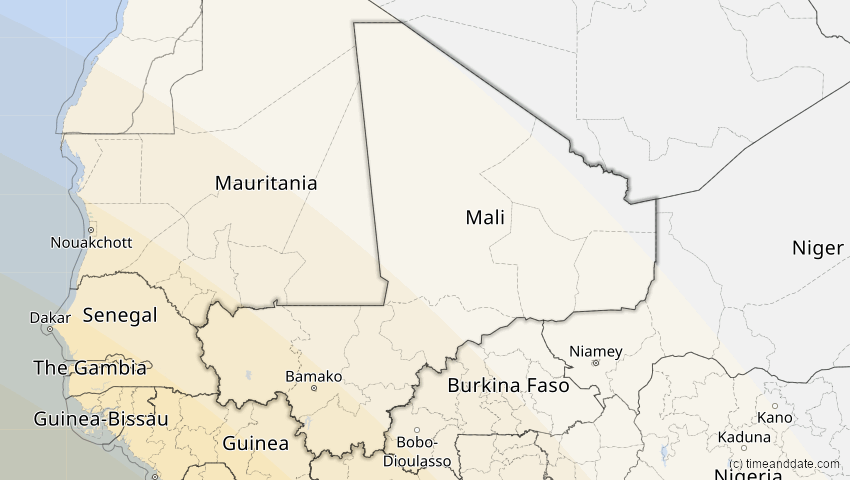 A map of Mali, showing the path of the 22. Sep 2006 Ringförmige Sonnenfinsternis