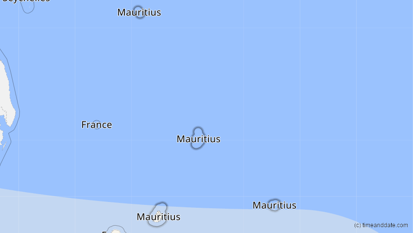 A map of Mauritius, showing the path of the 22. Sep 2006 Ringförmige Sonnenfinsternis