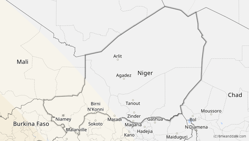 A map of Niger, showing the path of the 22. Sep 2006 Ringförmige Sonnenfinsternis