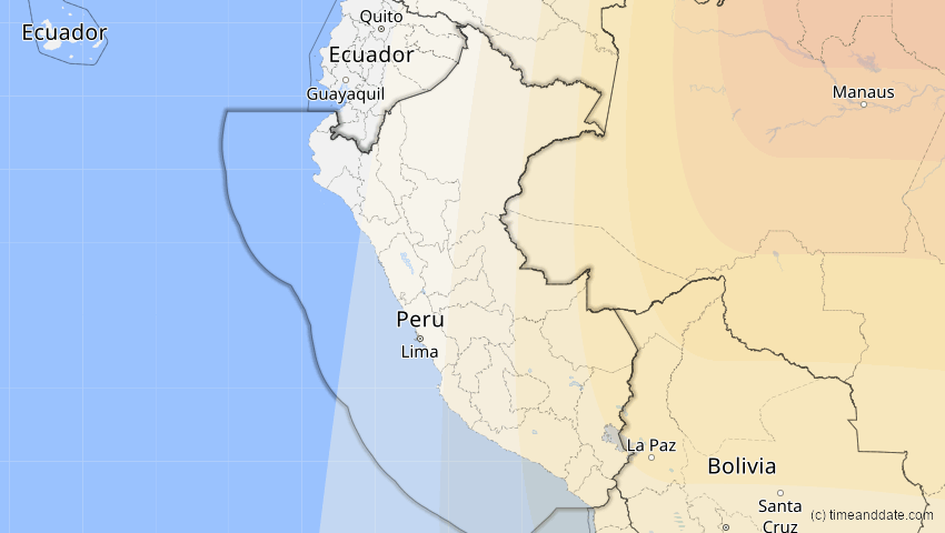 A map of Peru, showing the path of the 22. Sep 2006 Ringförmige Sonnenfinsternis
