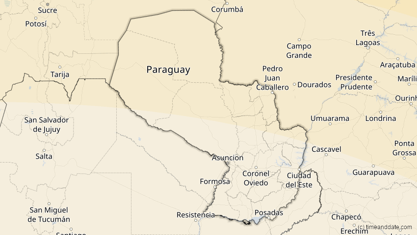 A map of Paraguay, showing the path of the 22. Sep 2006 Ringförmige Sonnenfinsternis
