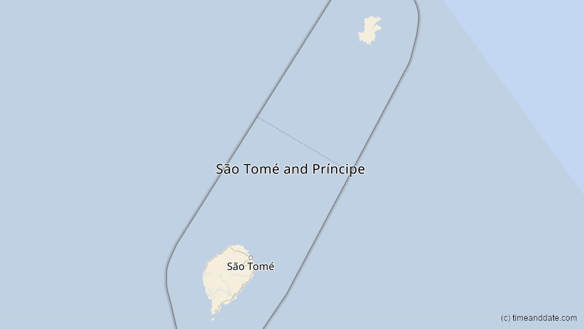 A map of São Tomé und Príncipe, showing the path of the 22. Sep 2006 Ringförmige Sonnenfinsternis