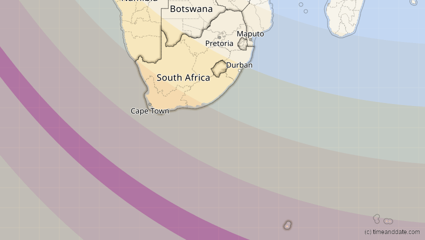A map of Südafrika, showing the path of the 22. Sep 2006 Ringförmige Sonnenfinsternis