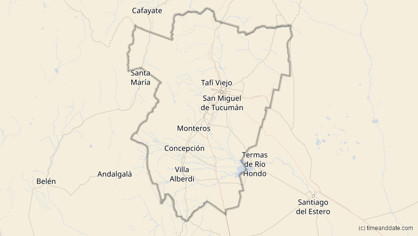 A map of Tucumán, Argentinien, showing the path of the 22. Sep 2006 Ringförmige Sonnenfinsternis