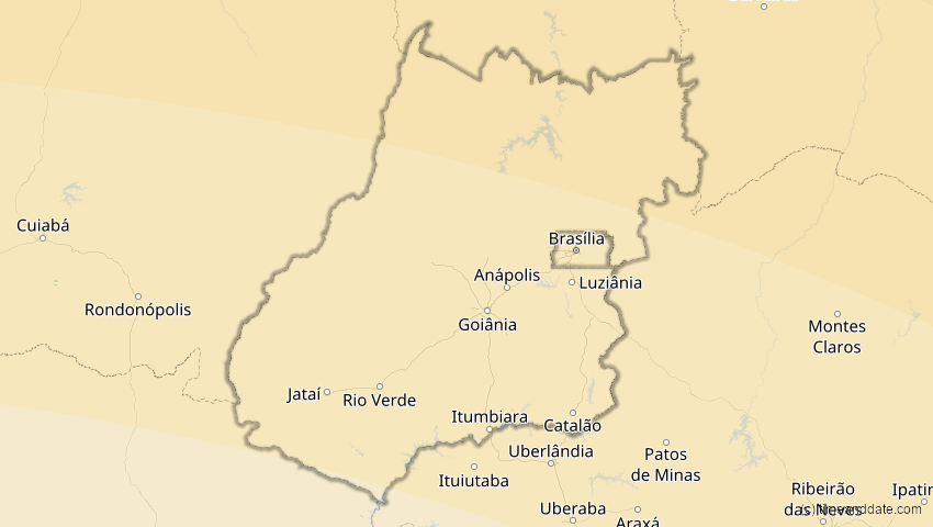 A map of Goiás, Brasilien, showing the path of the 22. Sep 2006 Ringförmige Sonnenfinsternis