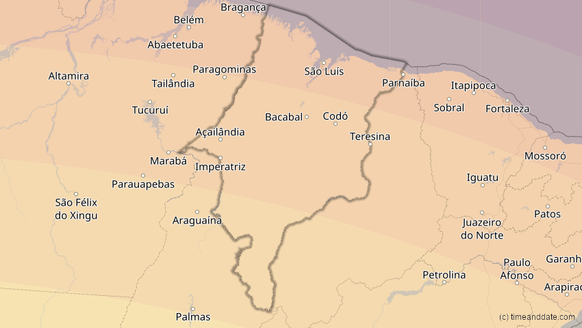 A map of Maranhão, Brasilien, showing the path of the 22. Sep 2006 Ringförmige Sonnenfinsternis