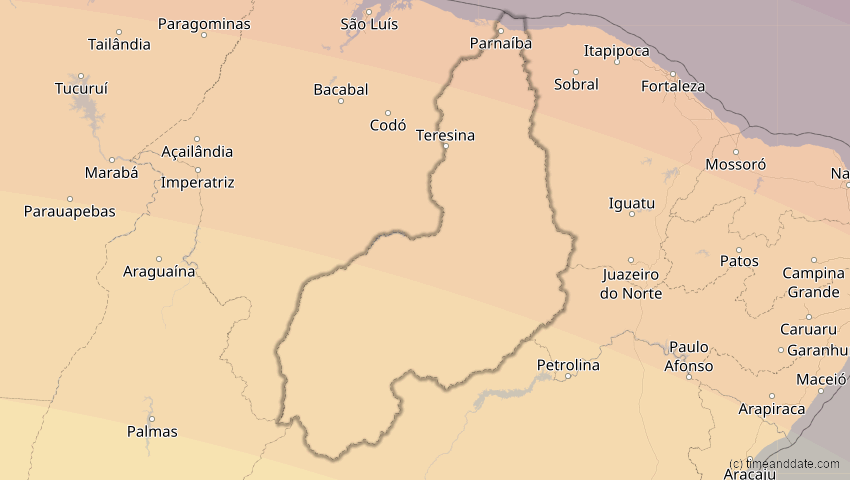 A map of Piauí, Brasilien, showing the path of the 22. Sep 2006 Ringförmige Sonnenfinsternis