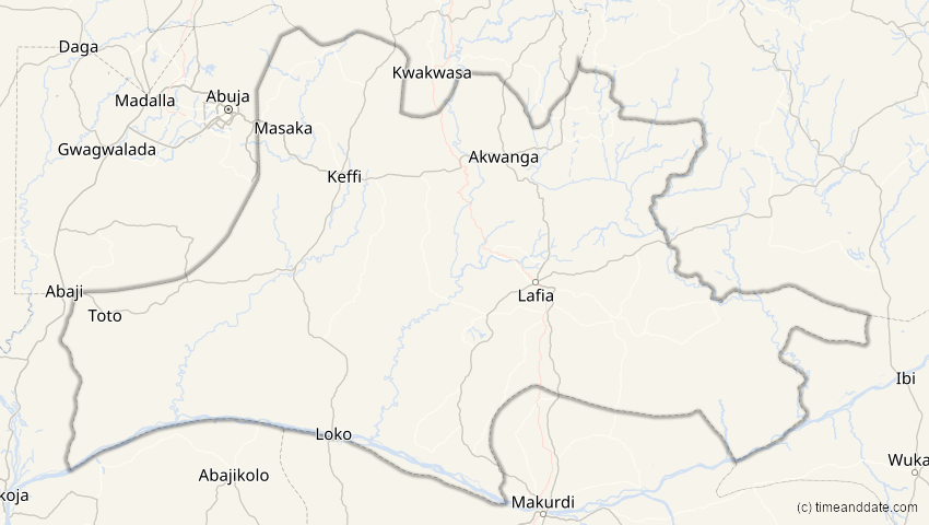 A map of Nassarawa, Nigeria, showing the path of the 22. Sep 2006 Ringförmige Sonnenfinsternis