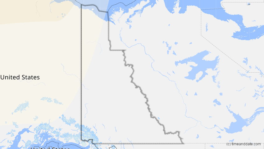 A map of Yukon, Kanada, showing the path of the 18. Mär 2007 Partielle Sonnenfinsternis