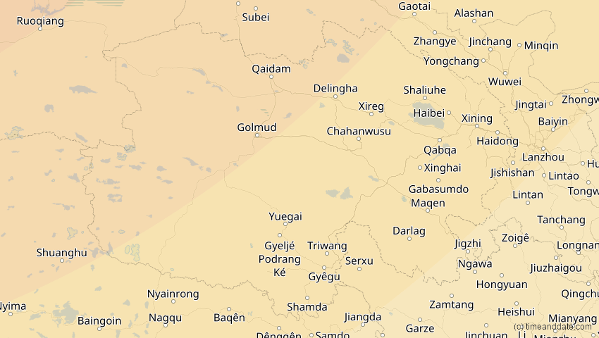 A map of Qinghai, China, showing the path of the 19. Mär 2007 Partielle Sonnenfinsternis