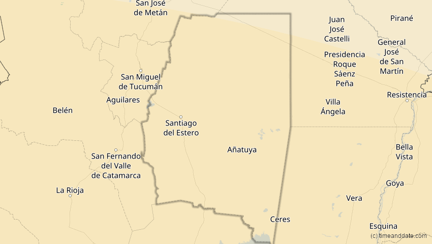 A map of Santiago del Estero, Argentinien, showing the path of the 11. Sep 2007 Partielle Sonnenfinsternis