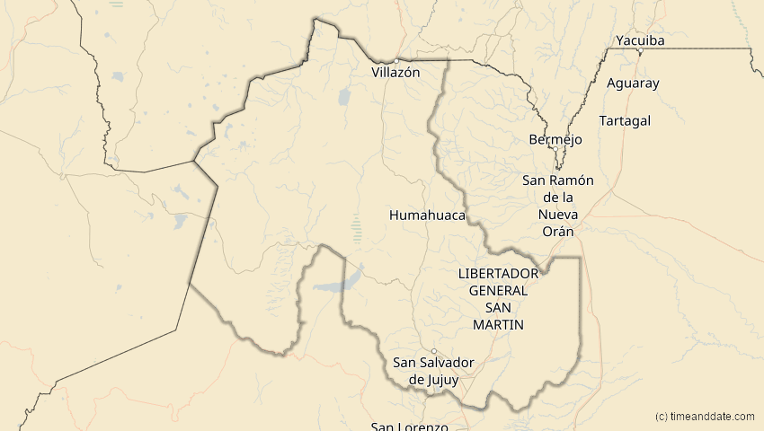 A map of Jujuy, Argentinien, showing the path of the 11. Sep 2007 Partielle Sonnenfinsternis