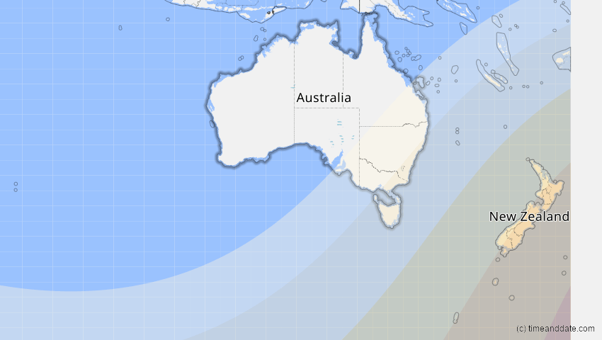 A map of Australien, showing the path of the 7. Feb 2008 Ringförmige Sonnenfinsternis