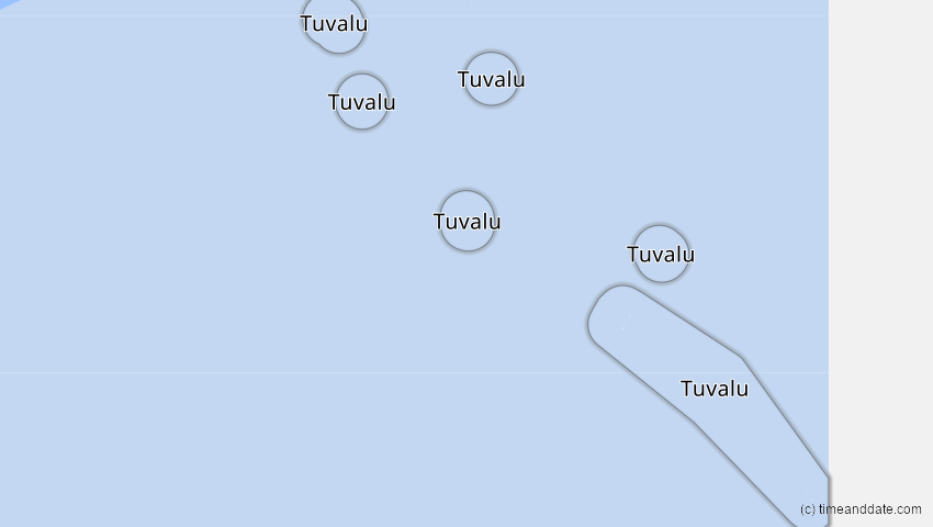A map of Tuvalu, showing the path of the 7. Feb 2008 Ringförmige Sonnenfinsternis