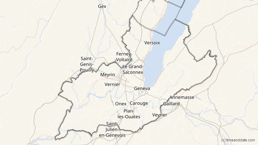 A map of Genf, Schweiz, showing the path of the 1. Aug 2008 Totale Sonnenfinsternis