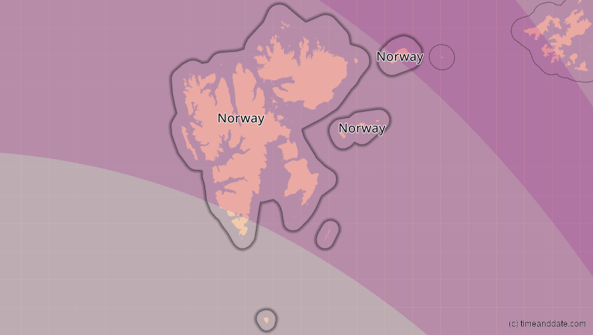 A map of Spitzbergen, Norwegen, showing the path of the 1. Aug 2008 Totale Sonnenfinsternis