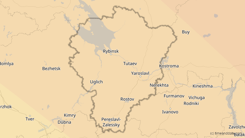 A map of Jaroslawl, Russland, showing the path of the 1. Aug 2008 Totale Sonnenfinsternis