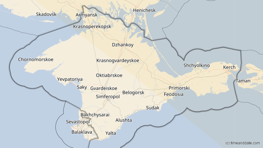 A map of Auton. Republik Krim, Ukraine, showing the path of the 1. Aug 2008 Totale Sonnenfinsternis