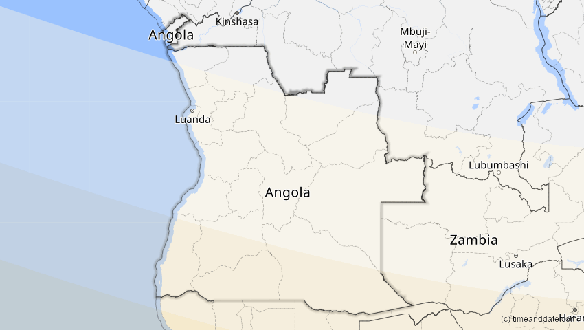 A map of Angola, showing the path of the 26. Jan 2009 Ringförmige Sonnenfinsternis
