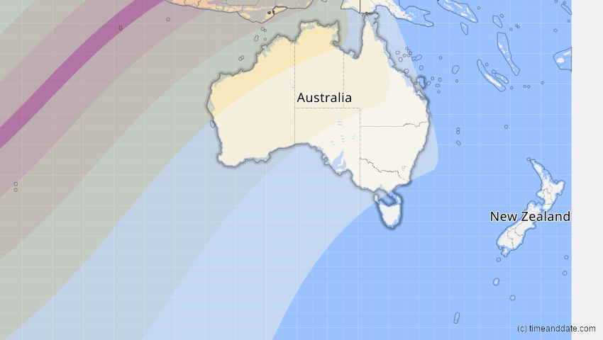 A map of Australien, showing the path of the 26. Jan 2009 Ringförmige Sonnenfinsternis