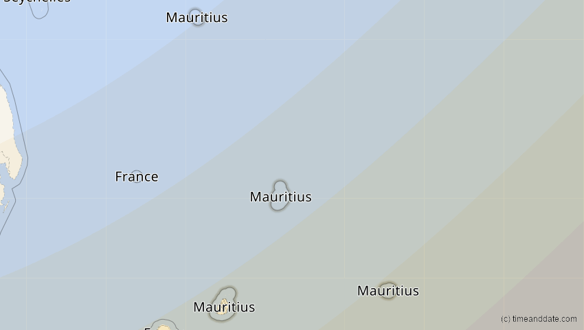 A map of Mauritius, showing the path of the 26. Jan 2009 Ringförmige Sonnenfinsternis