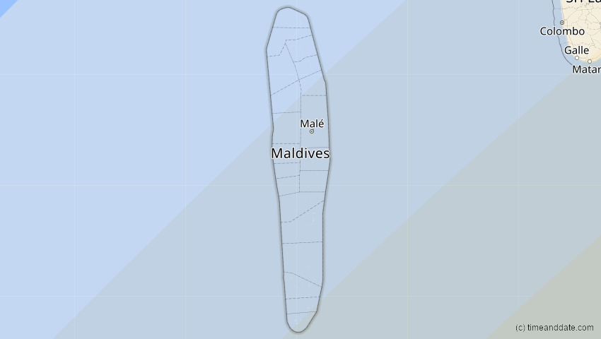 A map of Malediven, showing the path of the 26. Jan 2009 Ringförmige Sonnenfinsternis