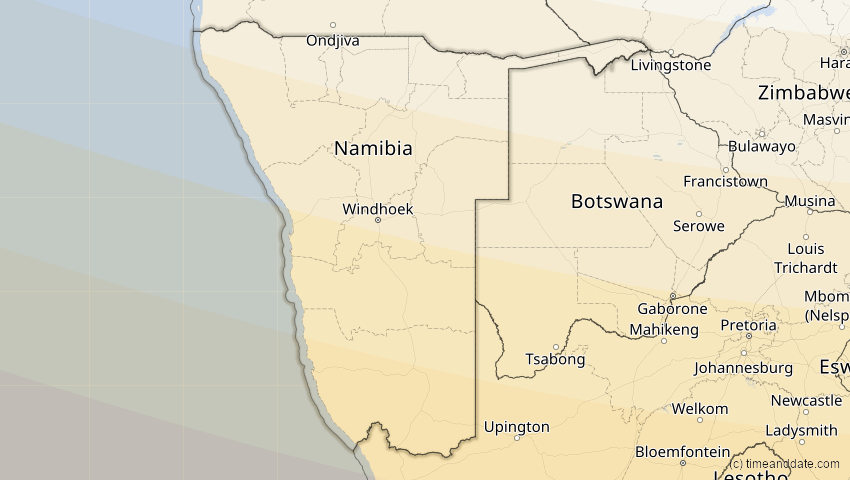 A map of Namibia, showing the path of the 26. Jan 2009 Ringförmige Sonnenfinsternis