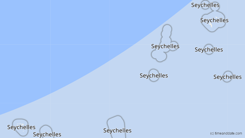 A map of Seychellen, showing the path of the 26. Jan 2009 Ringförmige Sonnenfinsternis