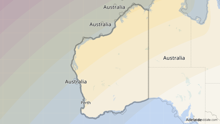 A map of Western Australia, Australien, showing the path of the 26. Jan 2009 Ringförmige Sonnenfinsternis