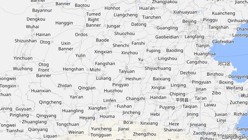 A map of Shanxi, China, showing the path of the 26. Jan 2009 Ringförmige Sonnenfinsternis