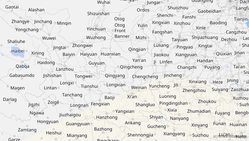 A map of Shaanxi, China, showing the path of the 26. Jan 2009 Ringförmige Sonnenfinsternis