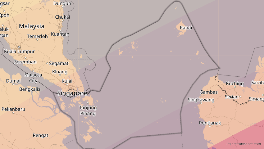 A map of Kepulauan Riau, Indonesien, showing the path of the 26. Jan 2009 Ringförmige Sonnenfinsternis